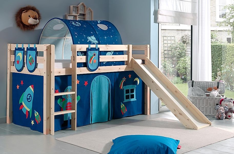 Vipack Hochbett "Pino, Spielbett massiv Kiefer, stabil gebaut, 3 Korpusfarb günstig online kaufen
