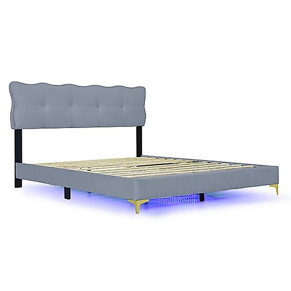 Celya Polsterbett Jugendbett, Doppelbett mit LED-Leuchten, Samtstoff,160 x günstig online kaufen