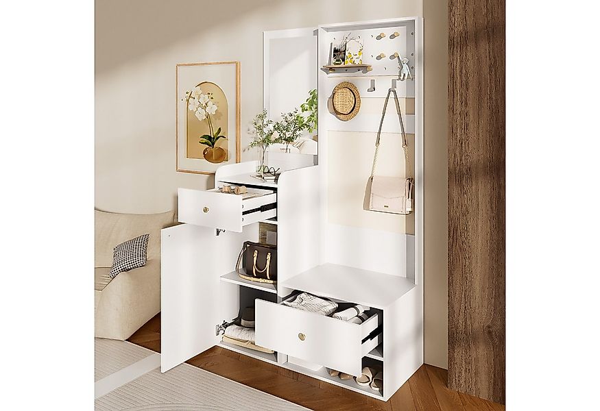 STILVORA Garderoben-Set mit Spiegel,Garderobenständer Wandgarderoben mit Ha günstig online kaufen