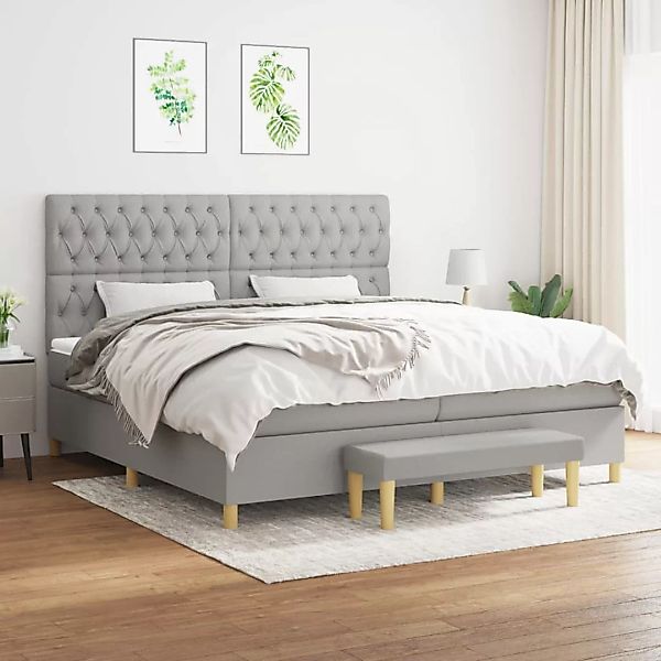 Vidaxl Boxspringbett Mit Matratze Hellgrau 200x200 Cm Stoff günstig online kaufen