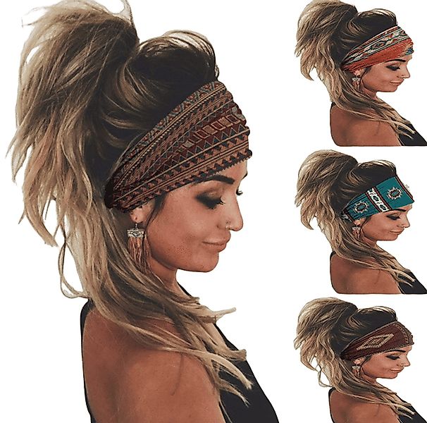 AUKUU Stirnband 4 StückSport Blumenmuster breites günstig online kaufen