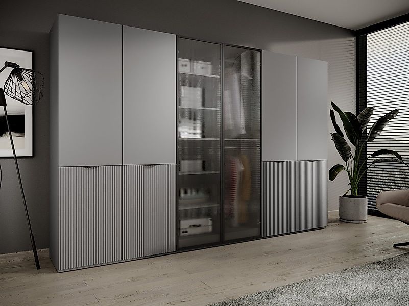 Compleo Kleiderschrank 6-Türen, gerifflete Front, geräumig günstig online kaufen