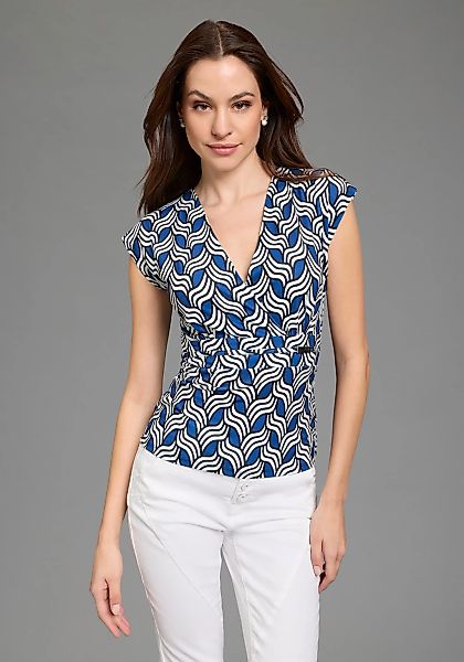 Bruno Banani Print-Shirt mit Schmuckelement, eleganter V-Ausschnitt, figurb günstig online kaufen