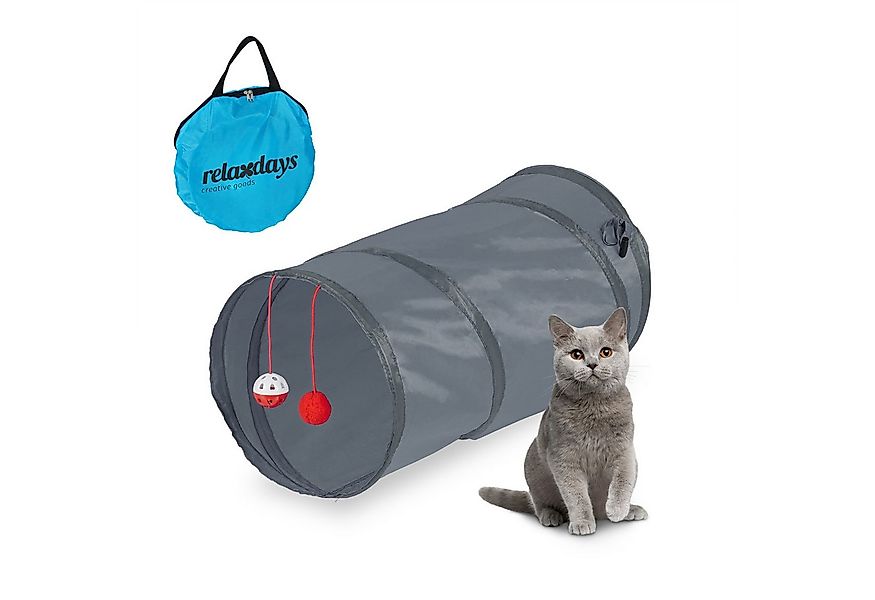 relaxdays Kleintiertunnel Faltbarer Katzentunnel mit Spielzeug, Polyester, günstig online kaufen