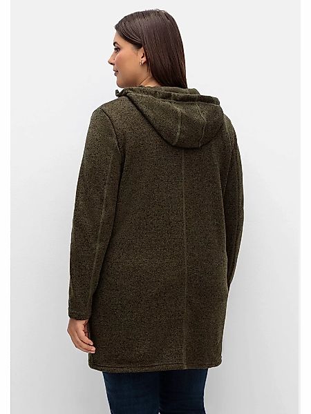 Sheego Strickjacke "Große Größen", mit Kapuze, in Melange-Optik günstig online kaufen