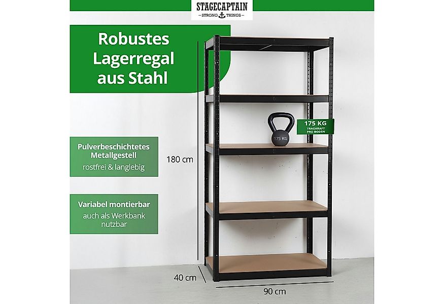 Stagecaptain Schwerlastregal Lagerregal - 5 variabel montierbare Böden - au günstig online kaufen