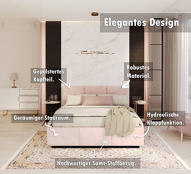 thematys Polsterbett Stauraumbett aus Velours 90x200, günstig online kaufen