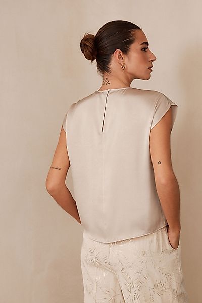 Next Blusentop Asymmetrisches Satin-Top in Knitteroptik günstig online kaufen