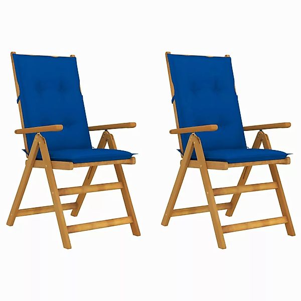 Verstellbare Gartenstühle 2 Stk. Mit Auflagen Massivholz Akazie günstig online kaufen