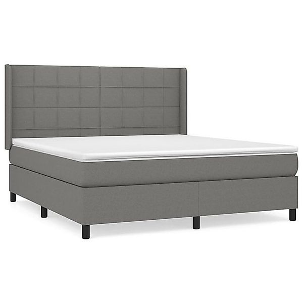 vidaXL Boxspringbett, Boxbett mit Matratze Dunkelgrau 180x200 cm Stoff günstig online kaufen