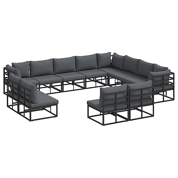 vidaXL Garten-Sofa-Set mit Kissen 12-Tlg Schwarz Aluminium 3378928 günstig online kaufen