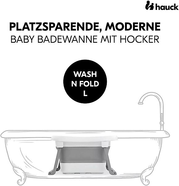 Hauck Babybadewanne »Wash N Fold L, White/Stone« günstig online kaufen