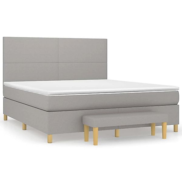 vidaXL Boxspringbett Boxspringbett mit Matratze Hellgrau 180x200 cm Stoff B günstig online kaufen