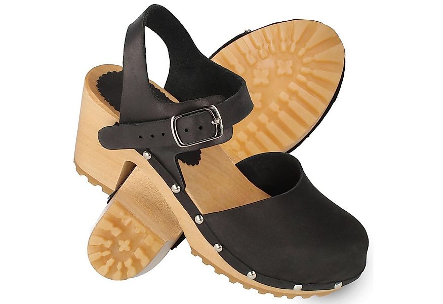 Cloque Battonya Damen Clog mit Holzabsatz, Sandalen Sandalette Echtholzsohl günstig online kaufen