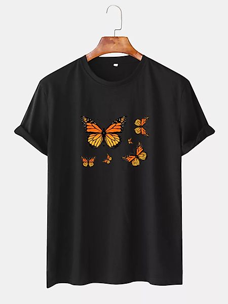 Herren Butterfly Print Casual Summer Atmungsaktives & Leichtes T-Shirt günstig online kaufen