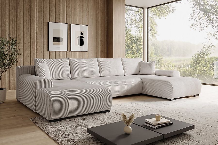 storez24 Ecksofa Ellen U, mit Bettkasten und Schlaffunktion, Cordstoff, U-F günstig online kaufen