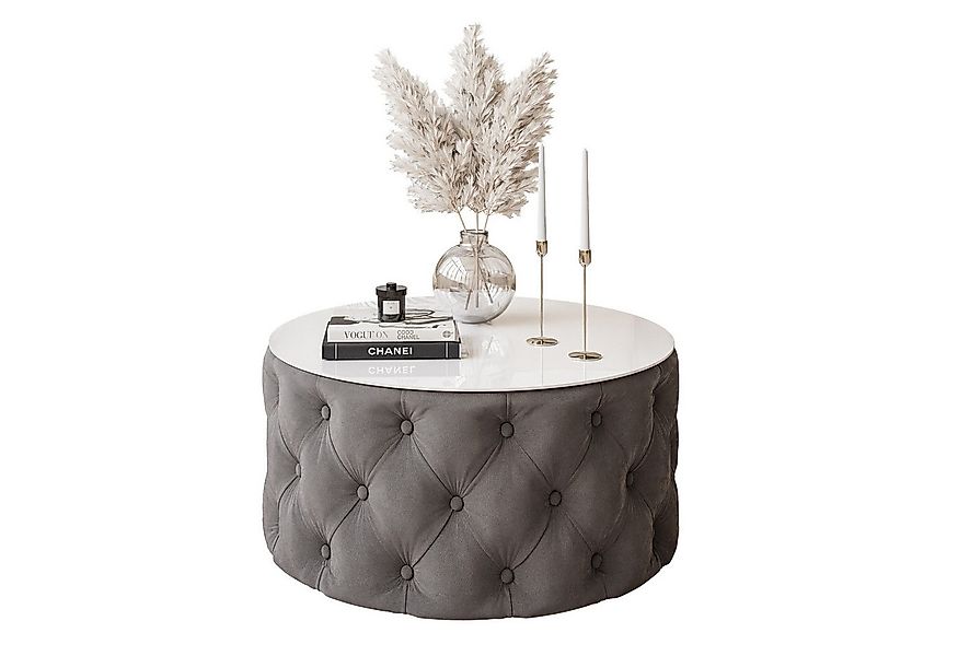 Lookway Couchtisch CHESTERFIELD 70 cm runder gepolsterter couchtisch günstig online kaufen