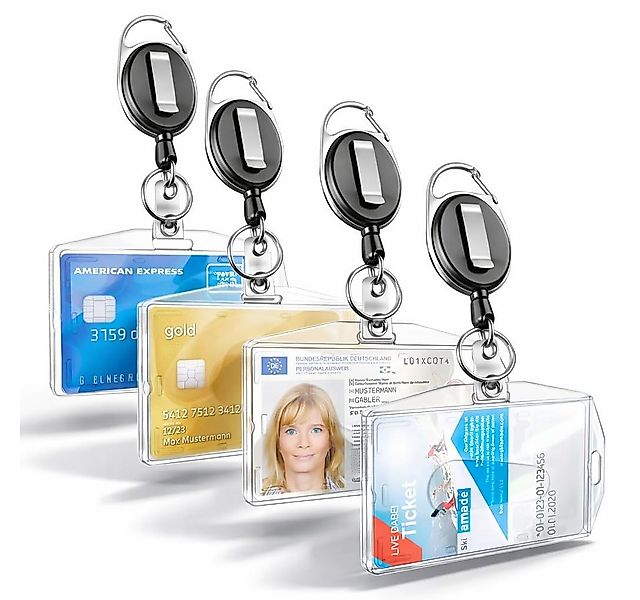 officegurus® Schlüsselanhänger 3x Ausweishalter mit ausziehbarem Zugband, A günstig online kaufen