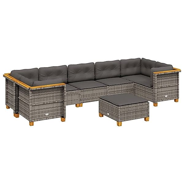 vidaXL 8-Tlg Garten-Sofagarnitur mit Kissen Grau Poly Rattan 3261762 günstig online kaufen