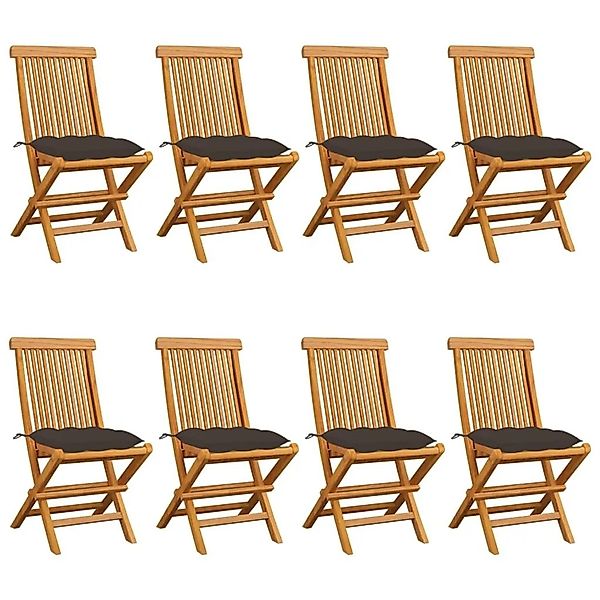 vidaXL Gartenstühle mit Taupe Kissen 8 Stk Massivholz Teak 3072940 günstig online kaufen