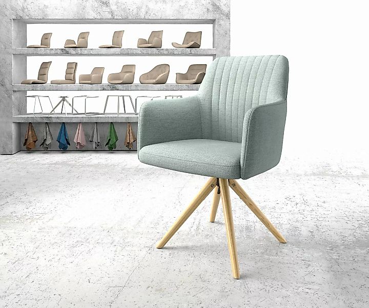 Drehstuhl Greg-Flex Stripes Mint Holzgestell konisch 180° drehbar günstig online kaufen