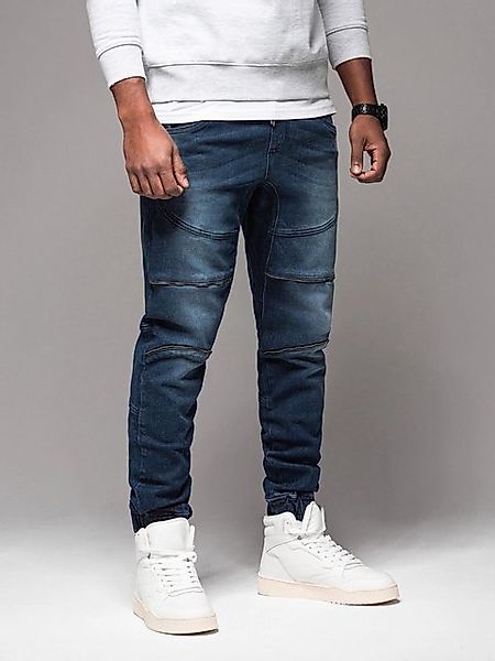 OMBRE Destroyed-Jeans Jogginghose aus Denim mit Rissen und Reißverschlüssen günstig online kaufen