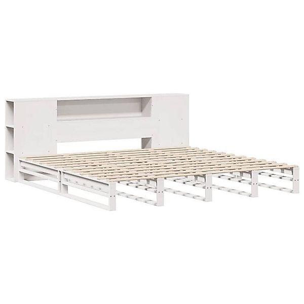 vidaXL Bett Massivholzbett mit Regal ohne Matratze Weiß 200x200 cm günstig online kaufen