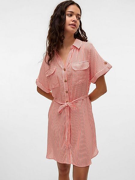 Vero Moda Shirtkleid Gestreiftes Hemdkleid mit Taillenband und Knöpfen (lan günstig online kaufen