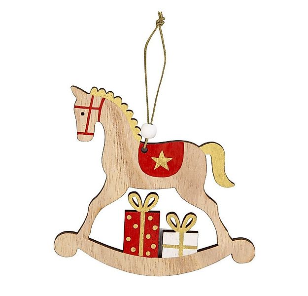 MICA Adventskranz Dekohänger Schaukelpferd - braun/rot/gold - ca. 12 x 13 c günstig online kaufen