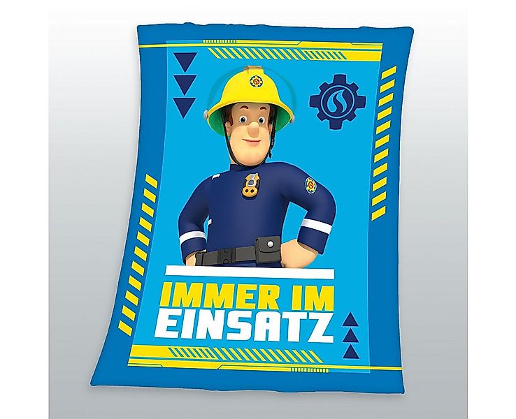 Kinderdecke 130x170cm, Feuerwehrmann Sam Immer Im Einsatz Kuscheldecke Blau günstig online kaufen