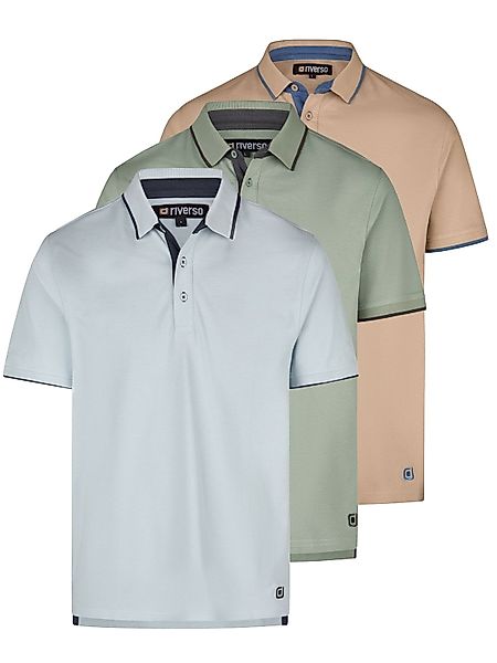 riverso Poloshirt Herren Kurzarm 3er Pack RIVLeano Regular Fit günstig online kaufen