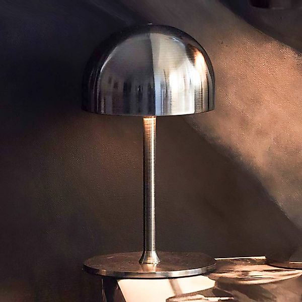 LED-Akku-Tischleuchte Tim, nickelfarben, Höhe 22 cm, IP54 günstig online kaufen