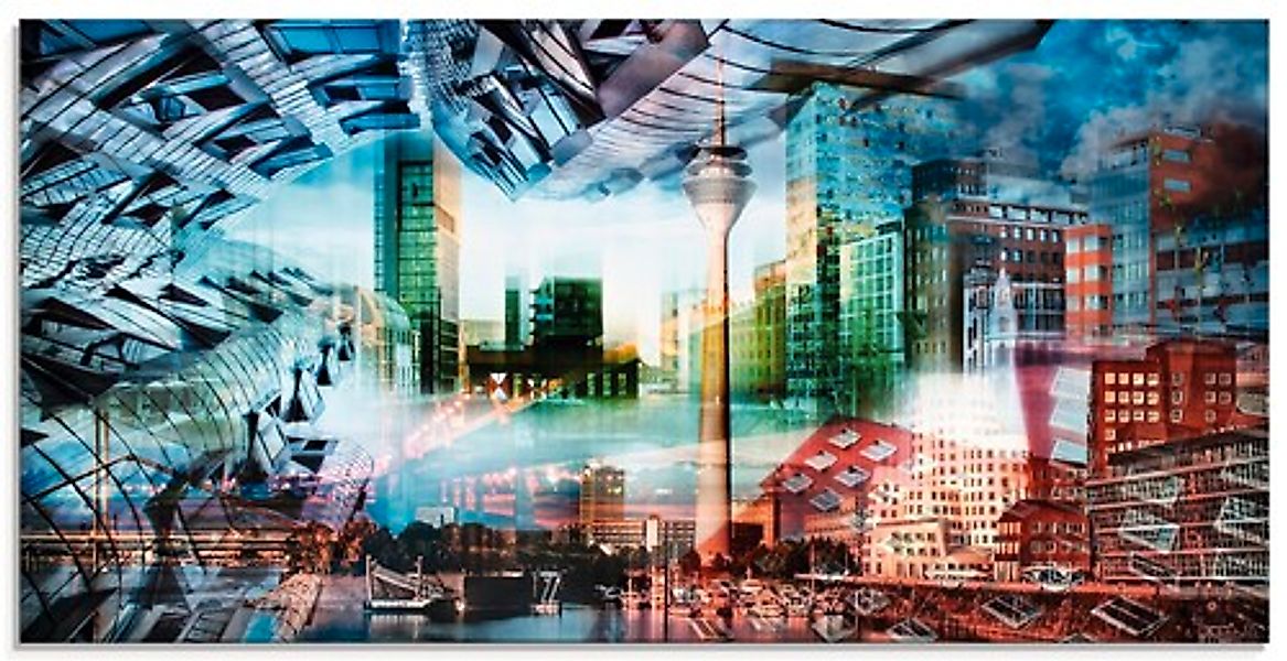 Artland Glasbild "Düsseldorf Skyline Collage VII", Architektonische Element günstig online kaufen