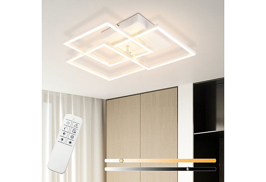 Nettlife LED Deckenleuchte Wohnzimmer Schwarz Dimmbar Eckig Modern 36W mit günstig online kaufen