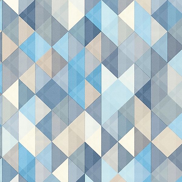 PROFHOME 367863-GU Grafik Tapete Geometrisch Matt Blau Grau Beige 0,53 m x günstig online kaufen