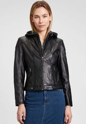 Mauritius Lederjacke "Cacey LEGV" mit Kapuze mti Kapuze, Reißverschluss, Zi günstig online kaufen