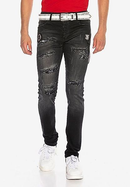 Cipo & Baxx Bequeme Jeans im Used-Look mit Print-Elementen günstig online kaufen
