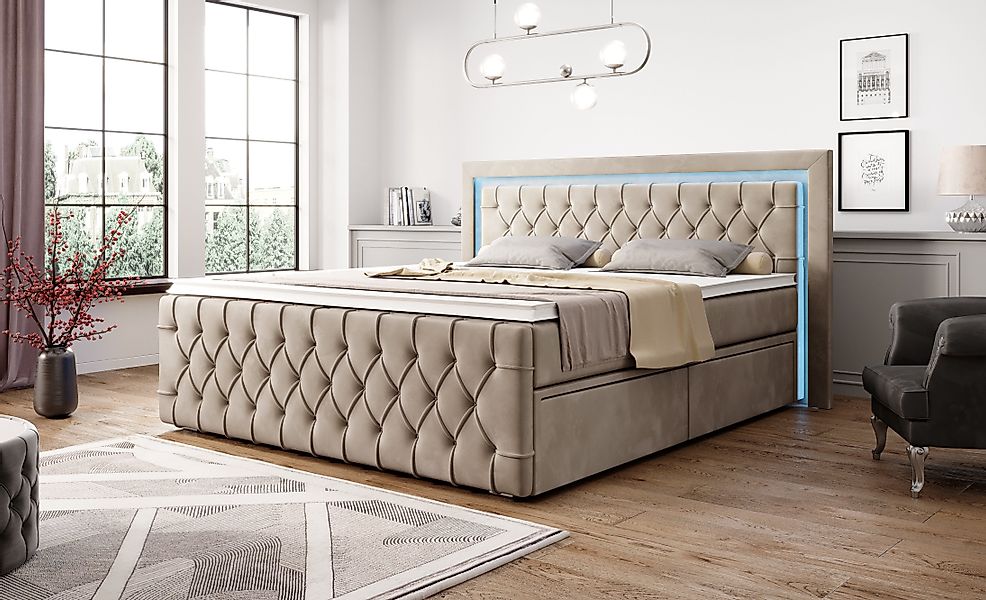 PROMETO Möbel Boxspringbett mit 7-Zonen Taschenfederkernmatratze, günstig online kaufen