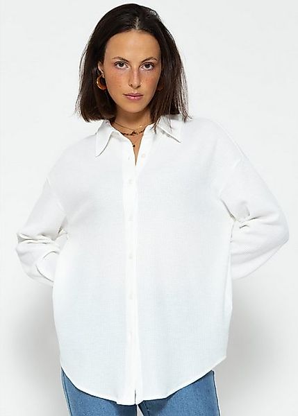 SASSYCLASSY Longbluse Oversize Musselin Bluse Damen Langarm Elegant Hemdblu günstig online kaufen