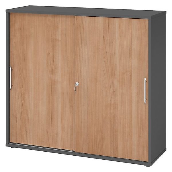 bümö Aktenschrank office Schiebetürenschrank Dekor: Graphit/Nussbaum - Grif günstig online kaufen