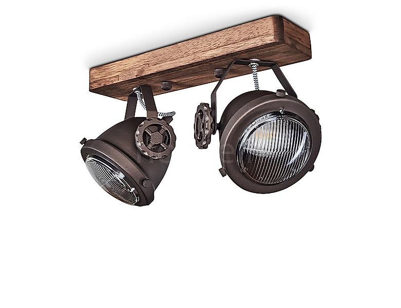 hofstein Deckenleuchte »Biati« Zimmerlampe in Metall und Holz in Braun mit günstig online kaufen