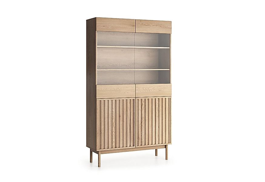 Beautysofa Vitrine SAPPORO im Japandi-Stil (mit 2 Schränke und Glasregale, günstig online kaufen