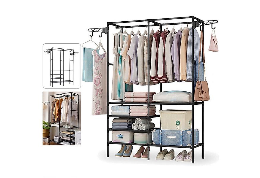 oyajia Kleiderständer Metall Kleiderstange offen mit 6 Ablagen,2 Haken,4 Kl günstig online kaufen