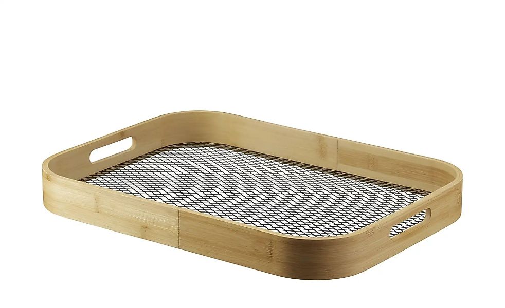 KHG Serviertablett   ¦ holzfarben ¦ Bambus,Metall ¦ Maße (cm): B: 33 H: 4,6 günstig online kaufen
