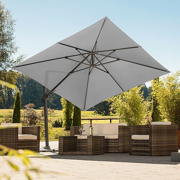 Schneider Ampelschirm Rhodos 300 cm x 300 cm Anthrazit mit Kurbelmechanik günstig online kaufen