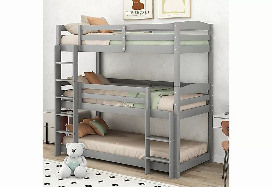 SOFTWEARY Etagenbett mit 3 Schlafgelegenheiten (90x200 cm, umbaufähig zu 2 günstig online kaufen