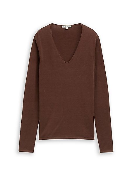 TOM TAILOR Strandpullover sweater basic v-neck dark pecan brown günstig online kaufen
