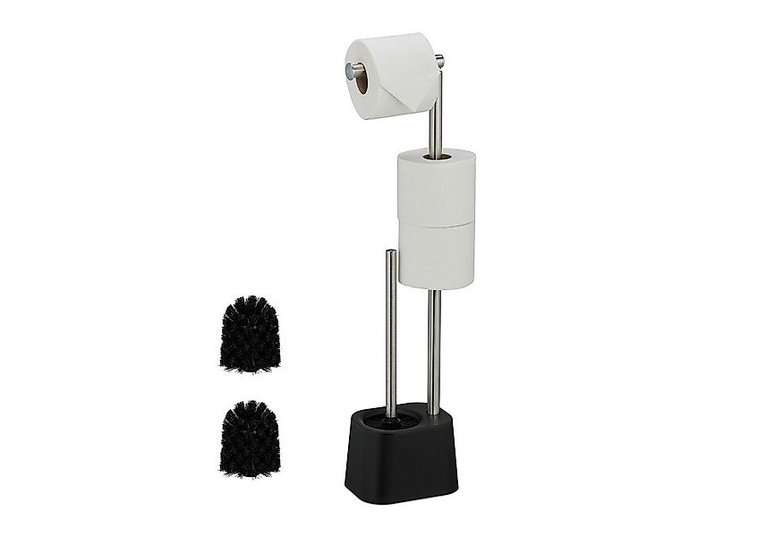 relaxdays WC-Garnitur Edelstahl, schwarz günstig online kaufen