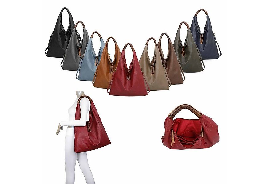 ITALYSHOP24 Schultertasche XXL Damen Shopper Tasche Freizeittasche Hobo Bag günstig online kaufen