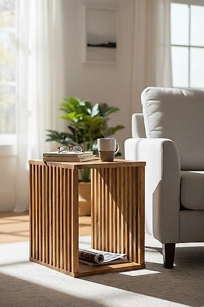 FaHome Beistelltisch Handgefertigt Teakholz - Massivholz - (Holzleisten an günstig online kaufen